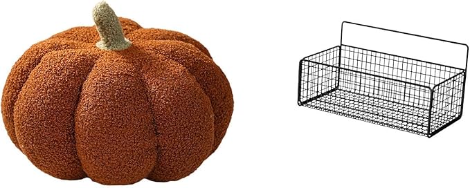 Fenteer Halloween Pumpkin Storage Basket Iron Organizer Decorative Cushion Wire Hanging Container Suitable for Living Room Bedroom Bathroom