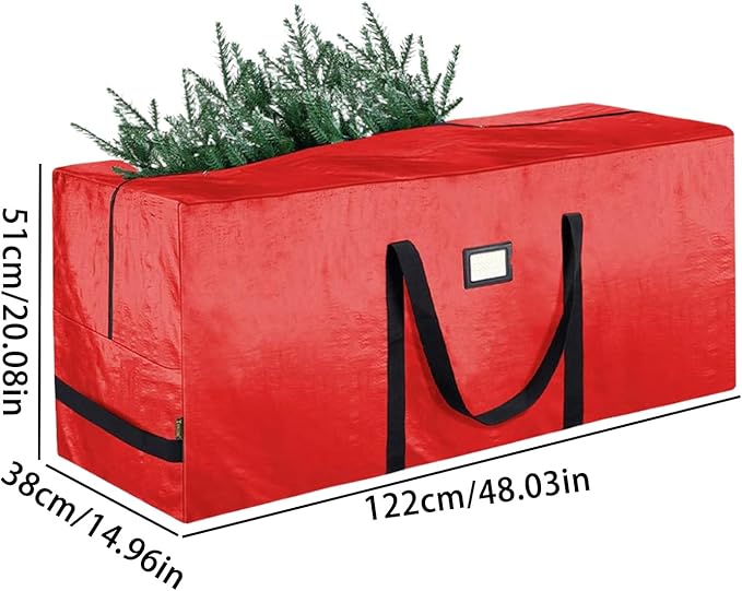 Christmas Tree Bag - Spacious Holiday Storage Envelope, Industrial Grade Packing Wrapper, Durable Strap Lifting Tote | Indoor Shelving Spaces Apartments Utility Rooms Offseason Decoration Keeping