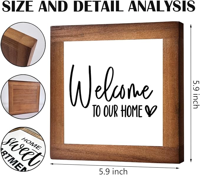 Welcome Sign, Wooden Box Signs for Home Decor, Freestanding Welcome Sign, Farmhouse Entryway, Front Door, Porch, Housewarming Tabletop, Welcome To Our Home (C3)