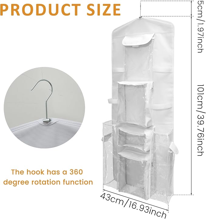 Wrapping Paper Storage - Double-Sided Hanging Wrap Organizer, Compartmental Wrap Organizer Holder, Wrapping Paper Storage Containers, Behind The Door Storage for Kitchen Bedroom Closet (White)