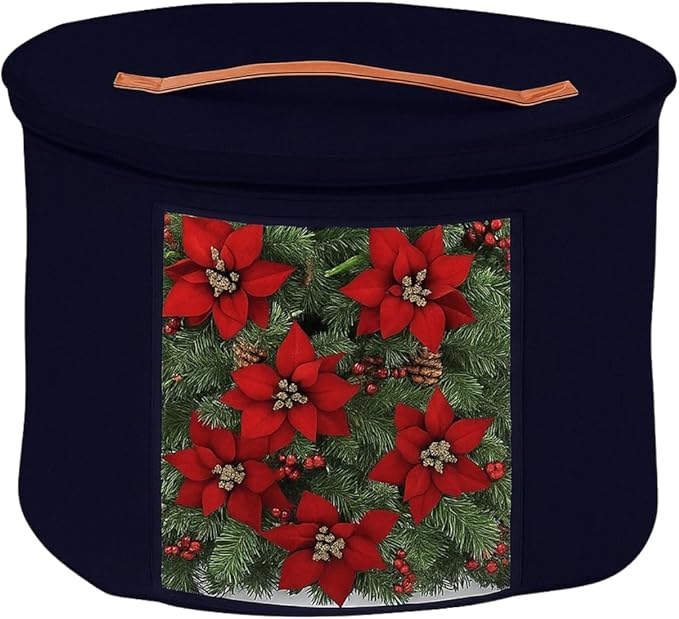 Christmas Wreath Storage Bag,Collapsible Felt Holiday Garland Container with Zipper & Handle, Durable Wreath Organizer Bin for Seasonal Decor Storage 20 x 12 (Blue, 12 x 20)