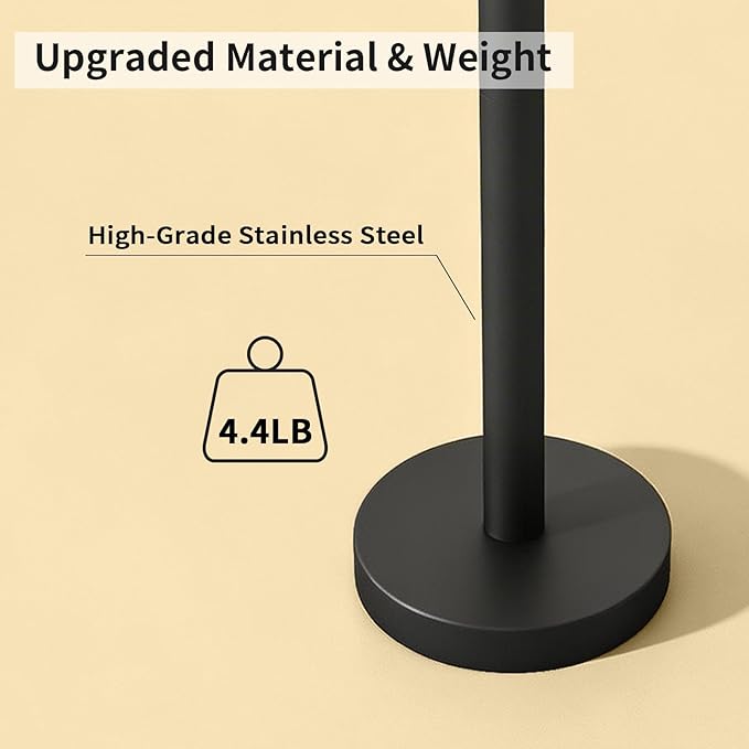 YUMORE Toilet Paper Holder Stand, 4.4lbs Heavy Duty Stainless Steel Free Standing Bathroom Tissue Roll Holder, Matte Black