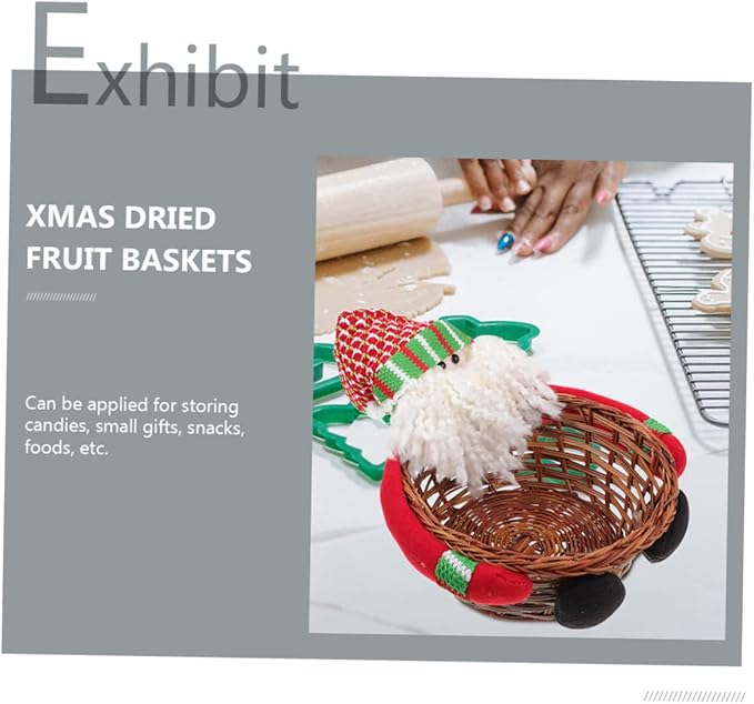 2pcs Christmas Storage Baskets Woven Decorative Baskets for Home Desktop Adornment Multi-Functional Xmas Candy for Retail Office and More Eye-catching Design Versatile Use