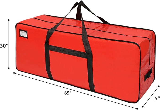 HOMEST Christmas Tree Storage Bag, Fits for 7.5-9 ft Xmas Artificials, Zippered Bag with Reinforced Carrying Handles, Red (Bag Only）