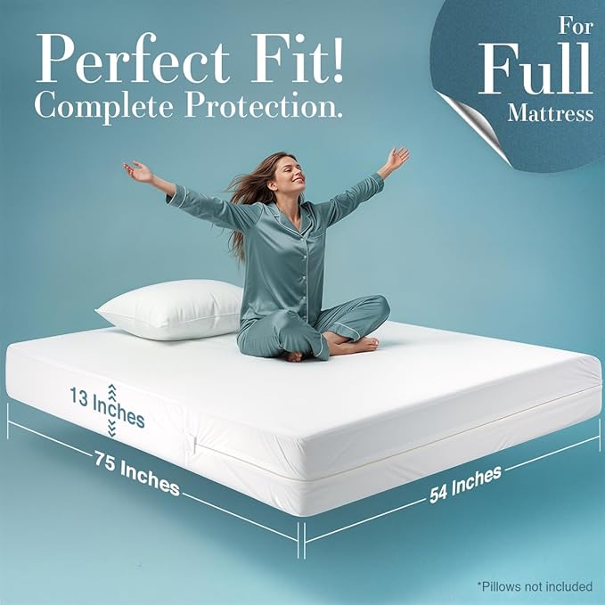 Utopia Bedding Mattress Protector Zippered Full Size (Pack of 10), 100% Waterproof Bed Bug and Dust Mite Proof Mattress Encasement, Absorbent 6 Sided Mattress Cover