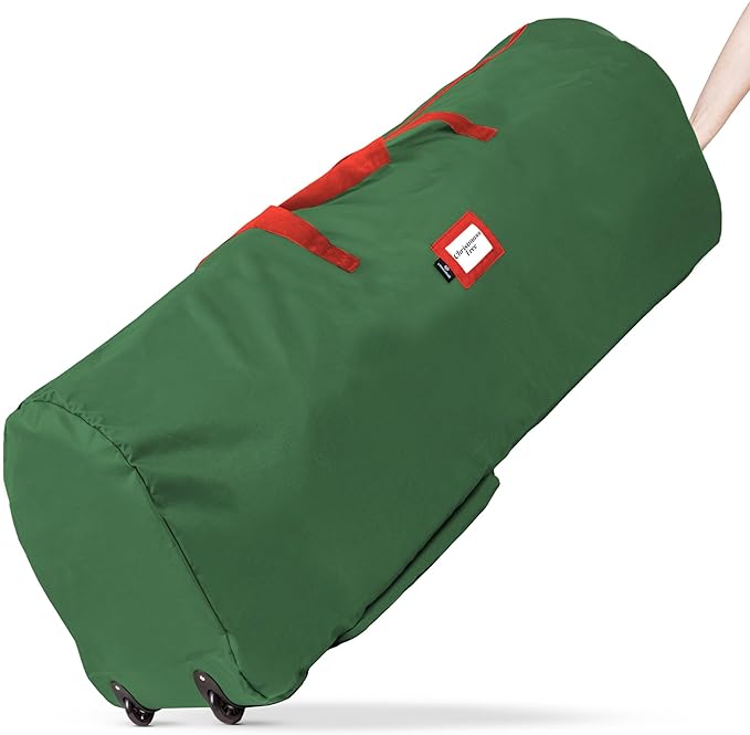 Handy Laundry Christmas Tree Storage Bag with Wheels – Fits 7.5 ft Artificial Tree, Heavy Duty, Large Zippered Holiday Storage Container for Ornaments & Decorations, Durable Handles, Green