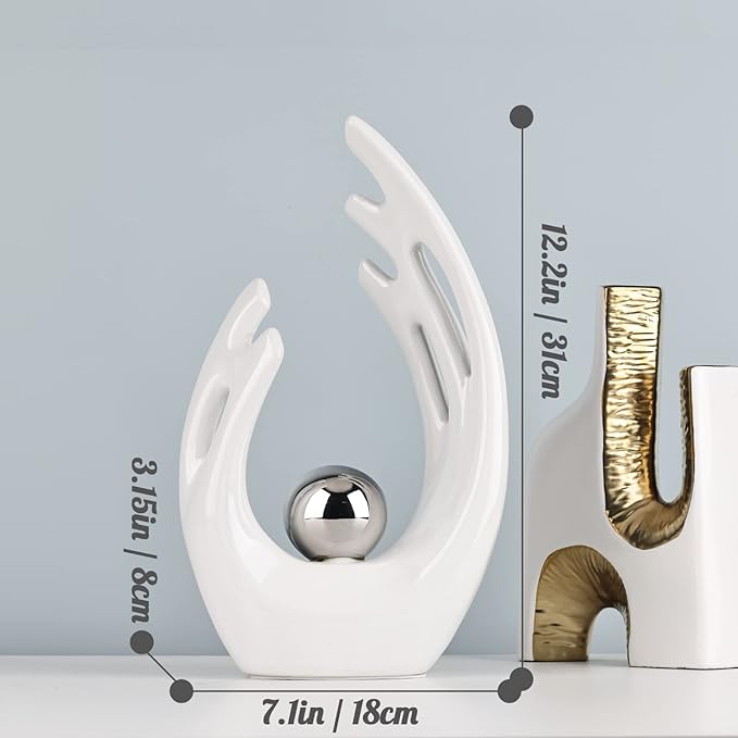 White Home Decor Accents, Coffee Table Funky Decor Modern Aesthetic Room Decor,Abstract Art Statue Decor Center Piece for Dinning Room, for Light Luxury Decorations for Stores, Hotels, Living Rooms