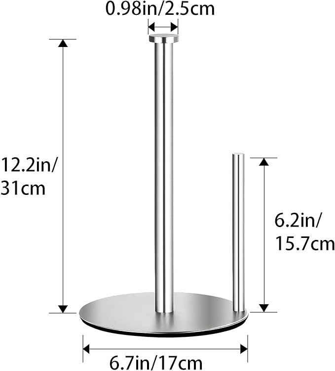Paper Towel Holder Countertop, OBODING, Stainless Steel Kitchen Paper Towel Holder Stand for Kitchen Organization, Stainless Steel Paper Towel Holders for Standard and Large Rolls (Silver)