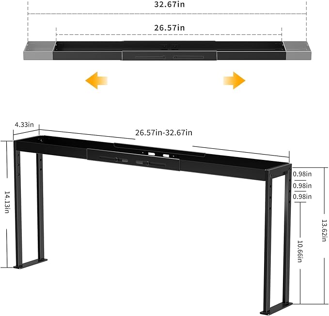 Spice Rack Shelf for Kitchen Stove, Adjustable 27 to 33 Inch Spice Rack Organizer, 4 Level Adjustable Height Stove Top Shelf for Kitchen, Over the Stove Shelf for Curved Stove, Black