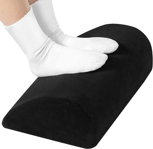 Amazon Basics Foam Foot Rest for Under Desk, Supportive Stool for Home and Office with Washable Cover, 5.1 x 10.2 x 17.3 in, Black