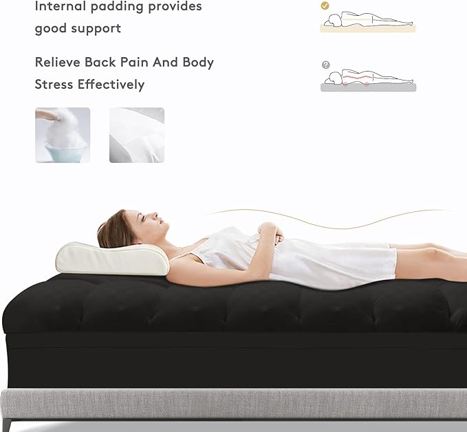 SameBed Mattress Topper King,Extra Thick Mattress Pad Cover for Back Pain,Cooling Mattress Protector with 8-21 Inch Deep Pocket,Overfilled Down Alternative Filling,Black
