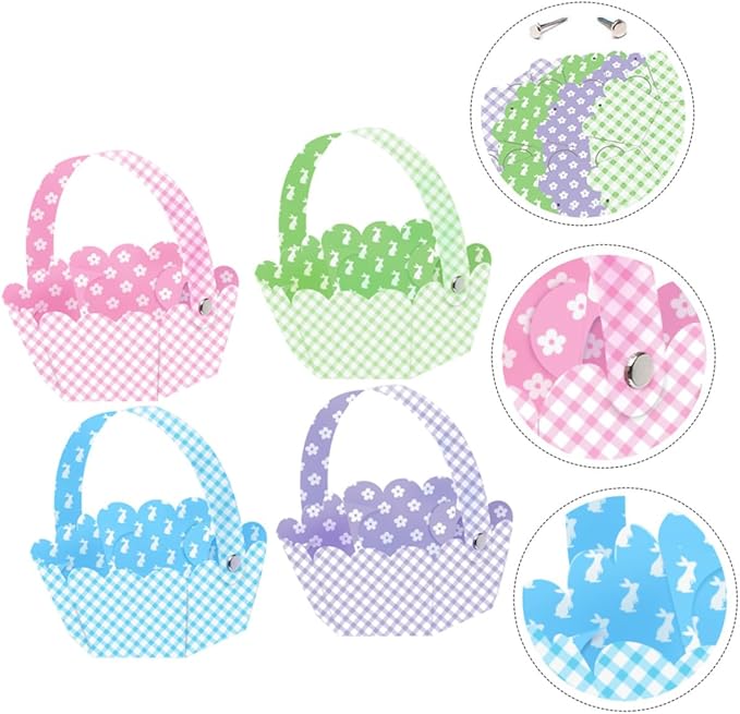 Mikinona 12pcs Adorable Easter Baskets for Storage and Chick Designs for Easter Hunts and Seasonal Decor