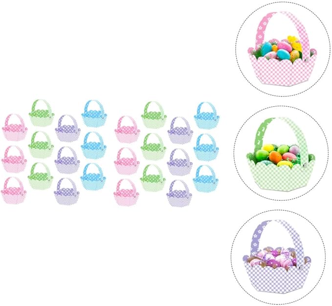 24pcs Easter Baskets Adorable Handheld Storage Baskets for Festival Decoration Lightweight and Elegant Design for Easter Celebrations and Organizing Treats