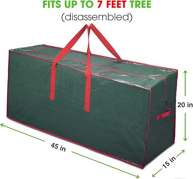 ProPik Christmas Tree Storage Bag | Fits Up to 7.5 ft. Disassembled Tree | 45" x 15" x 20" Holiday Artificial Tree Storage Case | Perfect Storage Container with Sleek Zipper and Handles (Green)