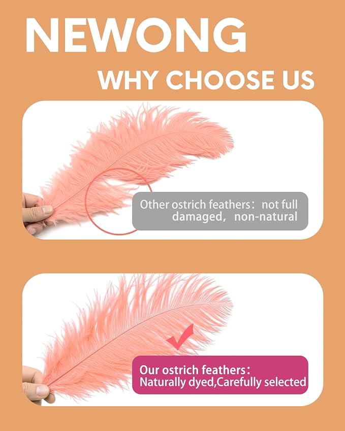 30pcs Rouge Pink Ostrich Feathers Natural Bulk 11-14inch(28-35cm) Vase Craft Wedding Home Party Centerpieces Christmas Day Decoration