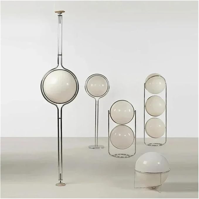 Creative Desk Lamp Chrome Metal White Acrylic Ball Lights Modern Art Lighting Living Study Room Home Decor Floor Lamp(Warm Light,K)