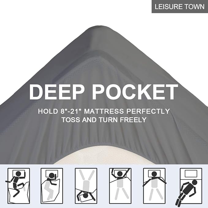 LEISURE TOWN Cotton Queen Mattress Pad Fitted Quilted Mattress Cover Pillow Top Mattress Topper Cooling Soft Breathable Mattress Protector with 8-21 Deep Pocket,Machine Washable (60x80 Grey)