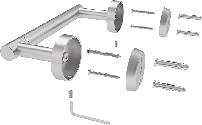 RARXTR Bathroom Toilet Paper Holder Wall Mount SUS304 Stainless Steel Double Post Pivoting Toilet Paper Roll Holder Wall Mounted for Bathroom RV Commercial Toilet Tissue Dispensers, Brushed Nickel
