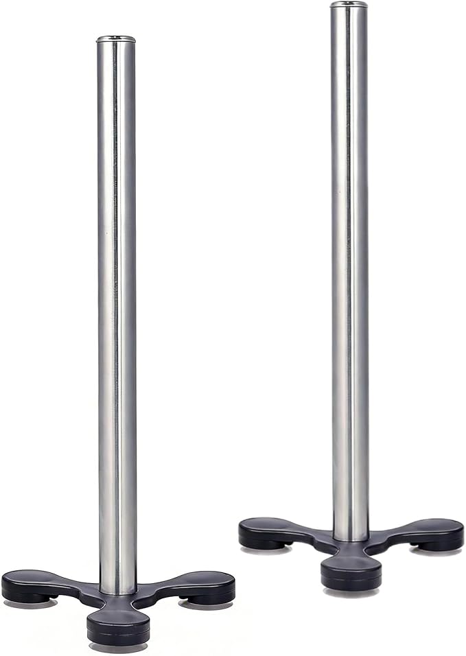 TOPKITCHEN 2 Pcs Stainless Steel Countertop Paper Towel Holder, Heavy Duty Weighted Base with Suction Cups, Free Standing Kitchen Roll Holder for Wall or Table
