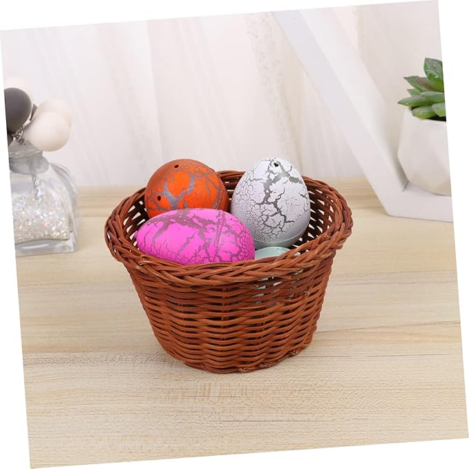 PRETYZOOM 2pcs Easter Mini Basket for Storage Decorative Weaving Basket for Candy Cookies and Eggs Height for Home Decor and Gifting