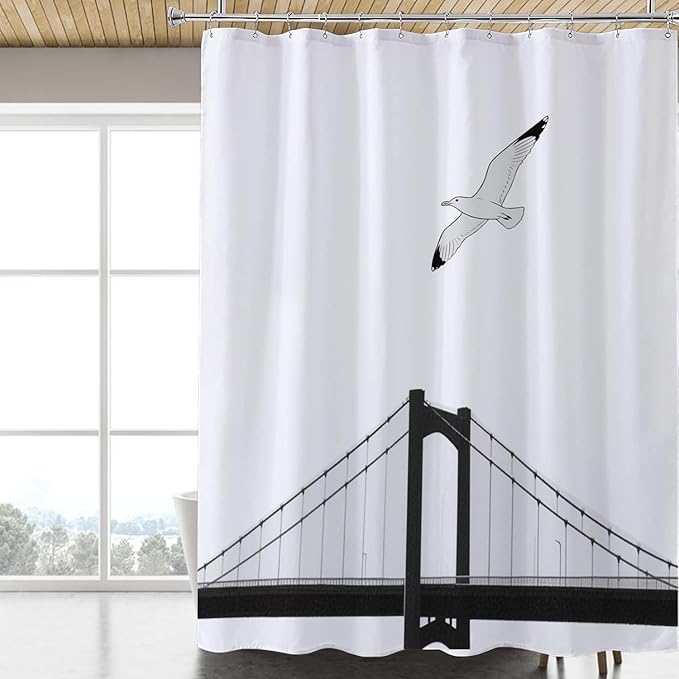 LLSCL Fabric Shower Curtain Liner with Magnets, Waterproof Hotel Quality, 72 x 72 Machine Washable