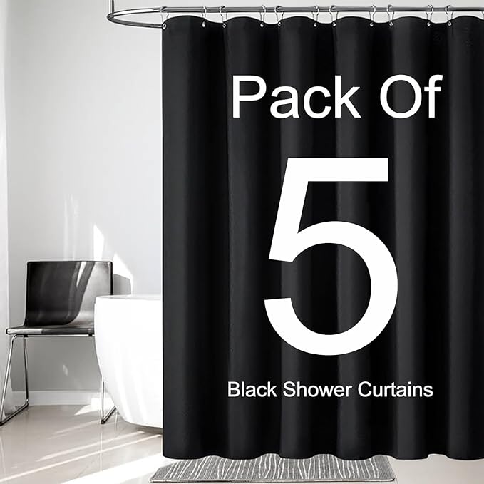 LLSCL 5 Pack Fabric Shower Curtain Liner with Magnets, Shower Curtain with Rustproof Metal Gromments and Waterproof Hotel Quality, 72 x 72 Machine Washable