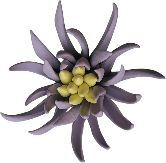 AMERRY Yimi flower, 2.76" 3D Handmade Porcelain Flower Wall Art Decor, 3D Ceramic Flower Wall Decor, Home Office Decor, Unique Gift for Home Office Decor,Girls (Purple)