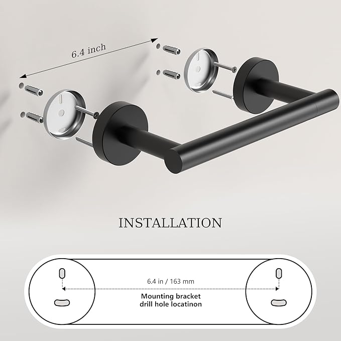 Matte Black Toilet Paper Holder Wall Mount & Towel Holder, Bathroom Hardware Set-SUS304 Stainless Steel Double Post Pivoting Tissue Roll Holder and Hand Towel Ring Set for Bathroom, RV
