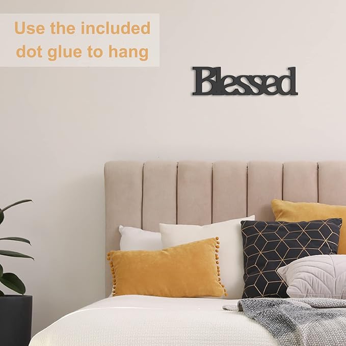 Blessed Letter Table Sign,Rustic Wooden Home Signs Decor (black)