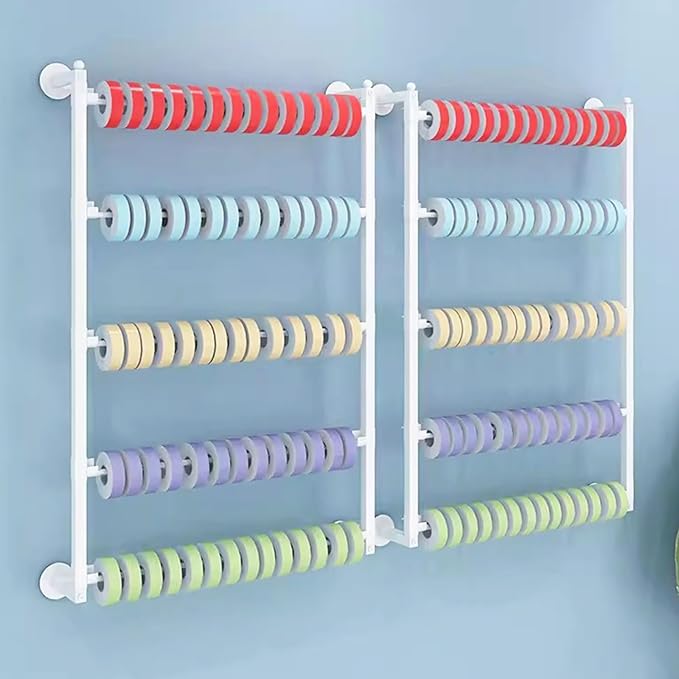 Wall Mounted Ribbon Display Rack, 5-Layer White Wrapping Paper Storage Holder for Flower Shop, Craft Room, Cake Shop (Size : 60x75cm/23.6x29.5in)