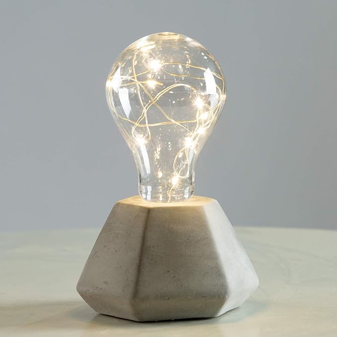 walsport Table Lamp Edison Bulb Night Lights, School Supplies Room Decor Concrete Cement Grey Base Nightstand Bedside Lamp, Industrial Minimal Style for Cafe Shop Home Decor Christmas Birthday Gift