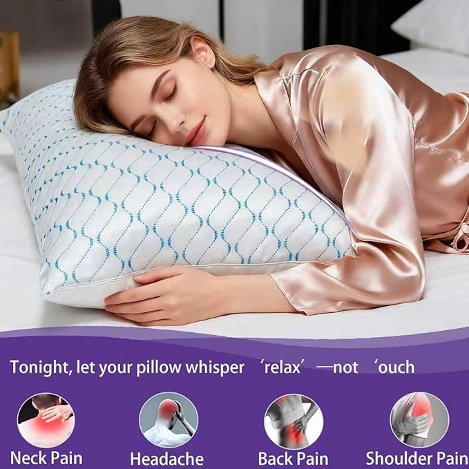 VAINOC Memory Foam Pillows Standard Size Set of 2, Adjustable Cooling Firm Pillow for Side Back Stomach Sleepers with Washable Removable Cover