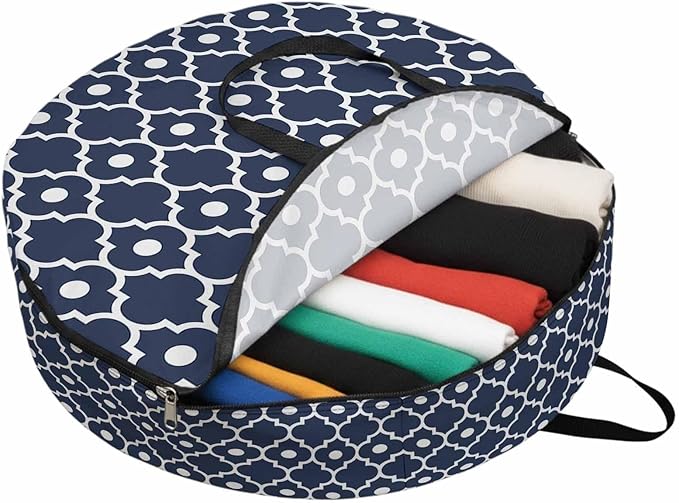 Storage Bag Moroccan Design Round Storage Totes Bins Closet Organizers with Zippers & Handle Geometric Art Clothes Storage Container for Bedroom Dorm Space Saving Packing Supplies Moving Bags