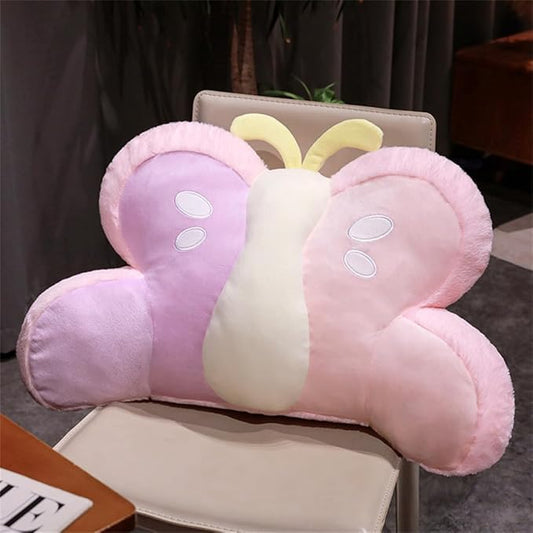 Cute Butterfly Reading Pillow Faux Fur Reading Pillow Back Rest Pillow with Arms TV Relax Sitting Pillow for Reading,Relaxing,Watching TV,Gaming