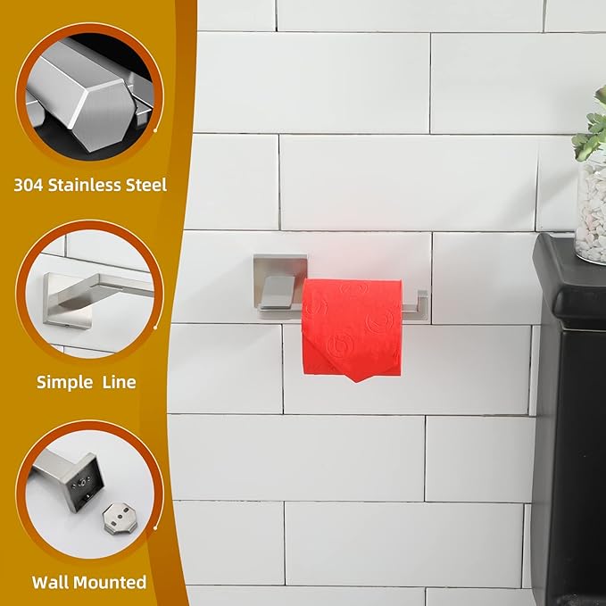 KOKOSIRI Toilet Paper Holder Brushed Nickel for Kitchen Bathroom Washroom Toilet Tissue Roll Paper Holder Stainless Steel, Wall Mounted B2006BR
