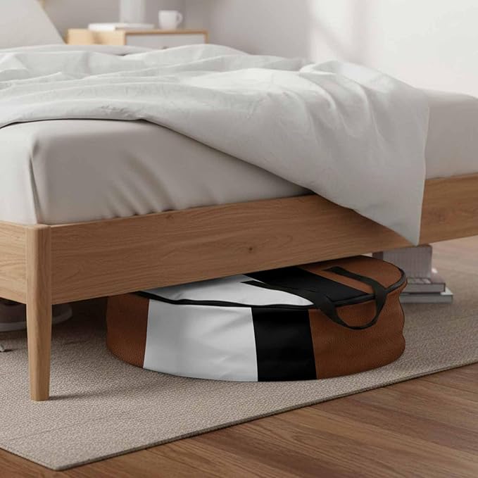 Storage Bag Brown Black Stripe Round Storage Totes Bins Closet Organizers with Zippers & Handle Boho Style Clothes Storage Container for Bedroom Dorm Space Saving Packing Supplies Moving Bags