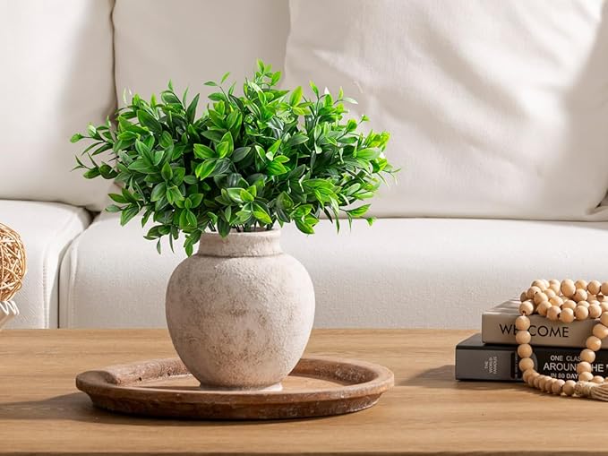 Ceramic Flower Vase, 6.7 Inch White Rustic Farmhouse Decorative Vase Pottery Pampas Grass Vases for Home Decor Table Living Room Entryway Mantel Bookshelf Bedroom Bathroom Kitchen - Rustic White