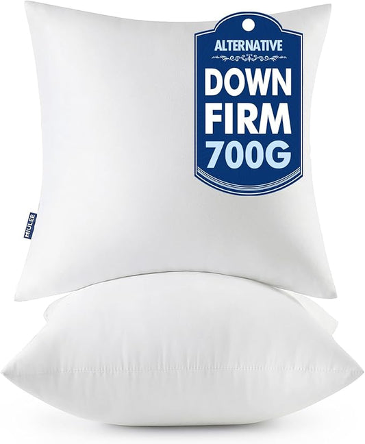 MIULEE Throw Pillows Inserts, Pack of 2 22x22 Inch 100% Virgin Fiber Filling Bed Couch Pillows