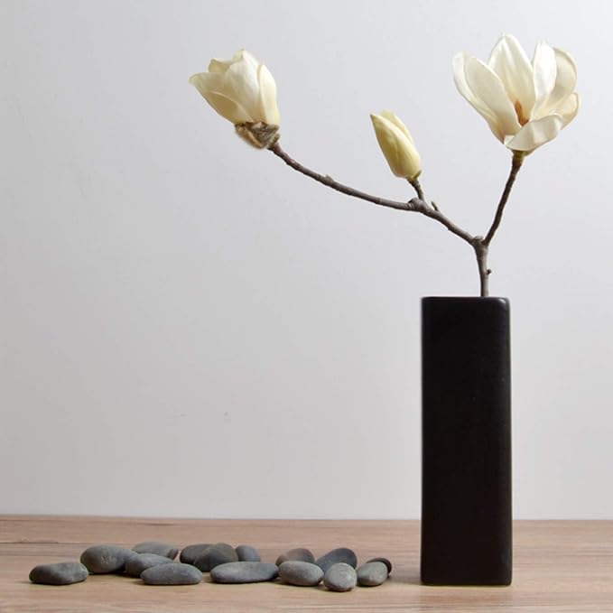 WGV Ceramic Block Vase Bulk, 5" W x 14" H, (Multiple Size/Color Choices) Matte Tall Square Flower Planter Pot, Accents Home Office Tabletop Decor, Ideal Gifts Black 6 Pieces (CSB0514BK)
