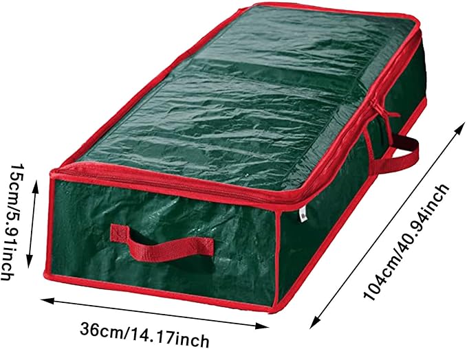 Wrapping Paper Storage Container, Xmas Gift Wrap Organizer With Pockets, Under Bed Storage Bin For All Christmas Accessories Christmas Storage Organizer (Green)