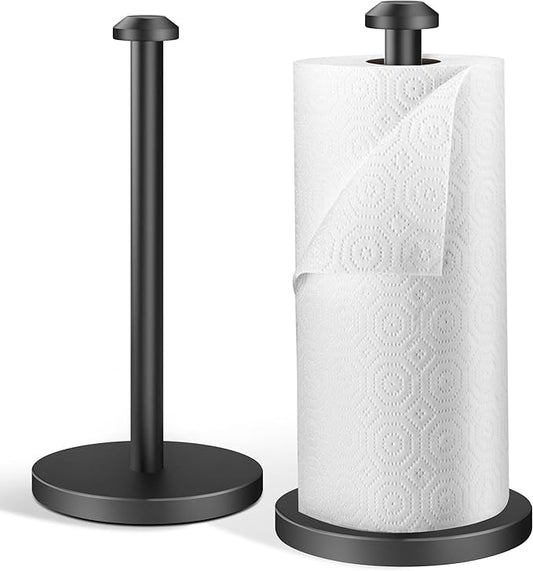 AOSION 2 Pack Paper Towel Holder, Stainless Steel Paper Towel Holder Countertop,Paper Towel Stand for Kitchen, Bedroom, Bathroom (Black)