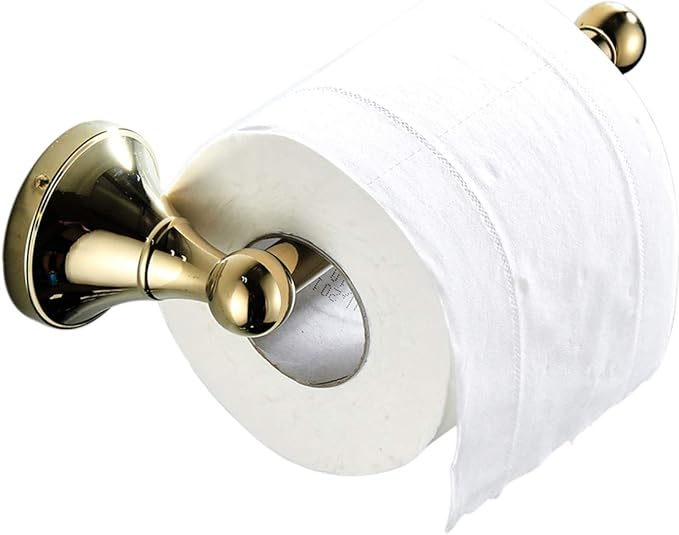 Flybath Toilet Paper Holder Without Cover Brass Bathroom Paper Tissue Roll Wall Mounted, 20 cm / 7.87 inches, Polished Gold