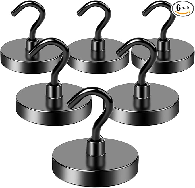 LOVIMAG Magnetic Hooks Heavy Duty, 170LBS Magnet Hooks for Cruise Cabin, Cruise Door Magnets with Epoxy Coating for Hanging, Strong Neodymium Magnets for Ceiling, Home Improvement Must Haves-6 Pcs