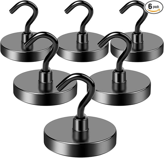 LOVIMAG Magnetic Hooks Heavy Duty, 170LBS Magnet Hooks for Cruise Cabin, Cruise Door Magnets with Epoxy Coating for Hanging, Strong Neodymium Magnets for Ceiling, Home Improvement Must Haves-6 Pcs
