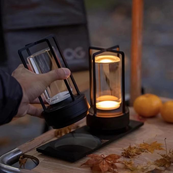 Portable Metal Table Lamp for Indoor/Outdoor ,Rechargeable Cordless LED Lamp, 3-Colour Infinitely Dimming Battery Powered Small Desk Lamp, Restaurant/Bedroom/Bar/Coffee Shop/Camping Light (Black)