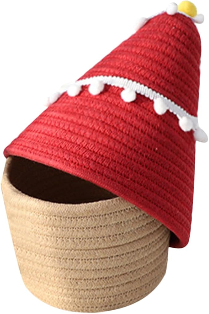 Small Storage Baskets for Christmas Tree Cotton Woven Organizing Basket Desktop Wardrobe Sundries Organizer