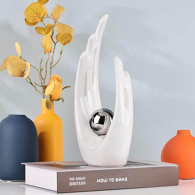 White Home Decor Accents, Coffee Table Funky Decor Modern Aesthetic Room Decor,Abstract Art Statue Decor Center Piece for Dinning Room, for Light Luxury Decorations for Stores, Hotels, Living Rooms