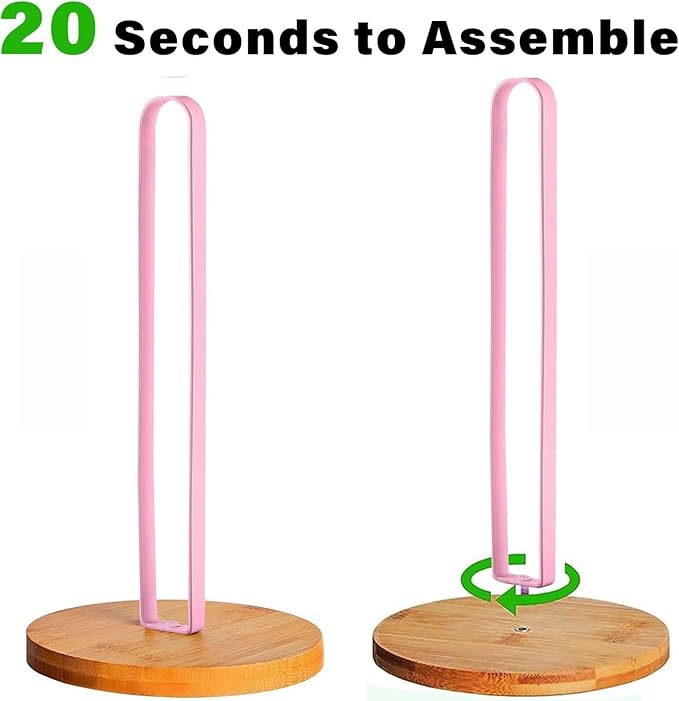 Wooden Paper Towel Holder Countertop, Kitchen-Towel-Holder FreeStanding with Non-Slip Base for Kitchen Bathroom
