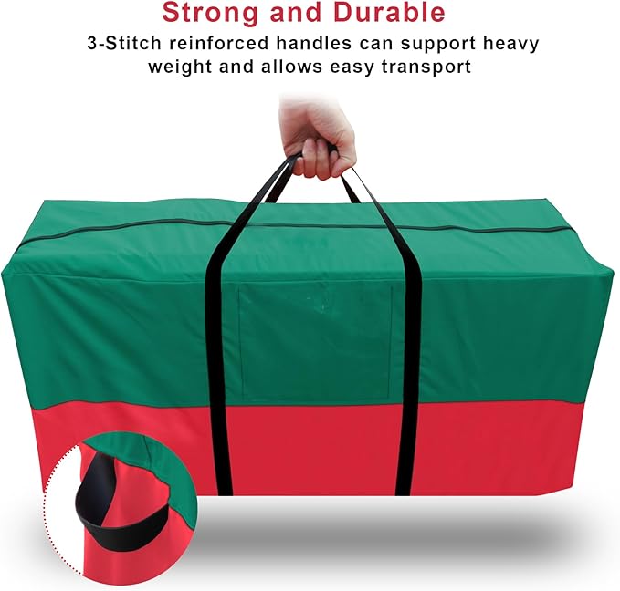 Christmas Tree Storage Bag,Fits Up 10 Ft Tall Artificial Trees,600D Oxford Material,Heavy Duty Tree Bag,Dampproof Storage Bag with Durable Reinforced Handles & Dual Zipper&Transparent Pocket