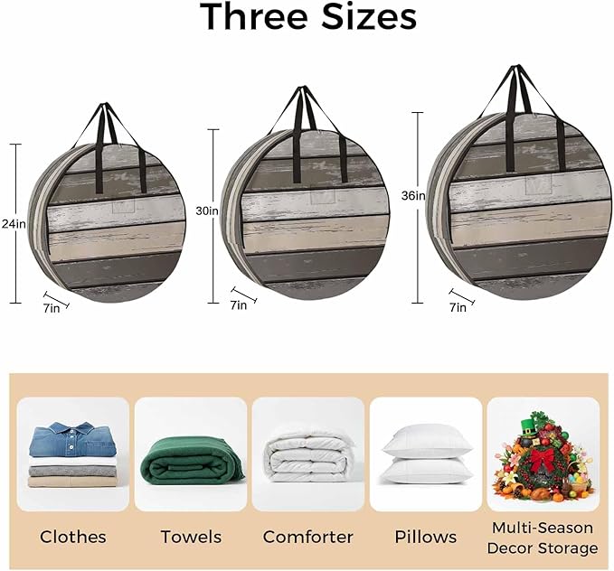 Retro Dark Grey Stripe Round Storage Bag 30 Inch, Peeling Paint Effect Texture Clothes Storage Container with Handles Heavy Duty Organizer for Comforter, Bedding & Holiday Wreaths